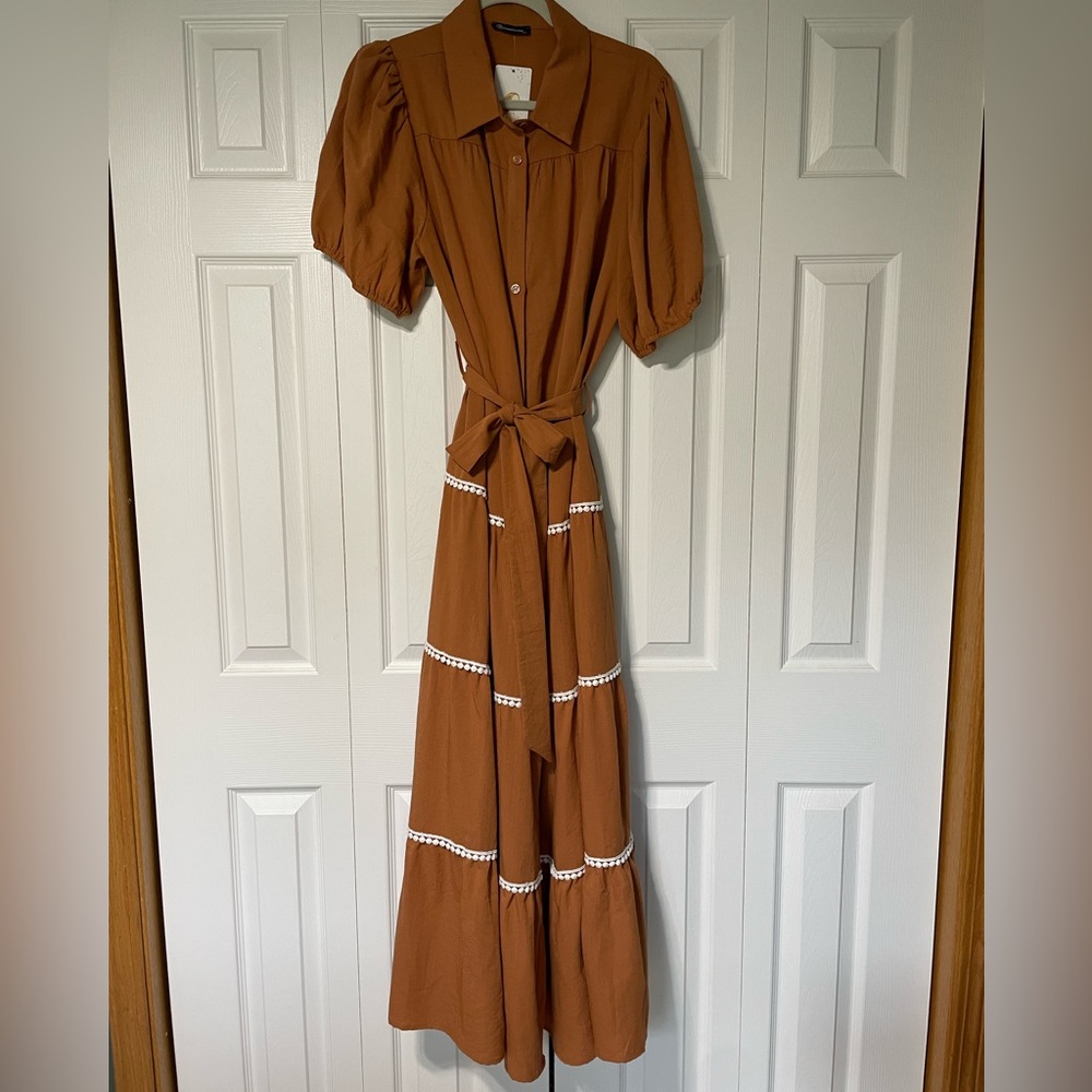 Tiered, button down flowy maxi dress.